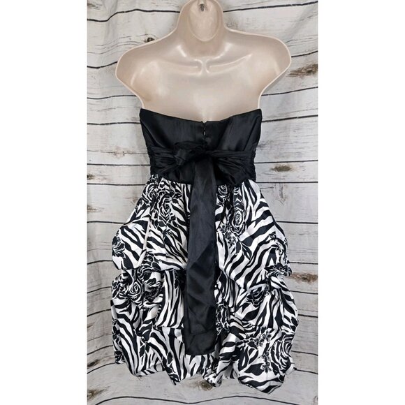 Vintage Blondie Nites Black White Bubble Dress 7 Y2K Strapless Prom 90's - Picture 4 of 5